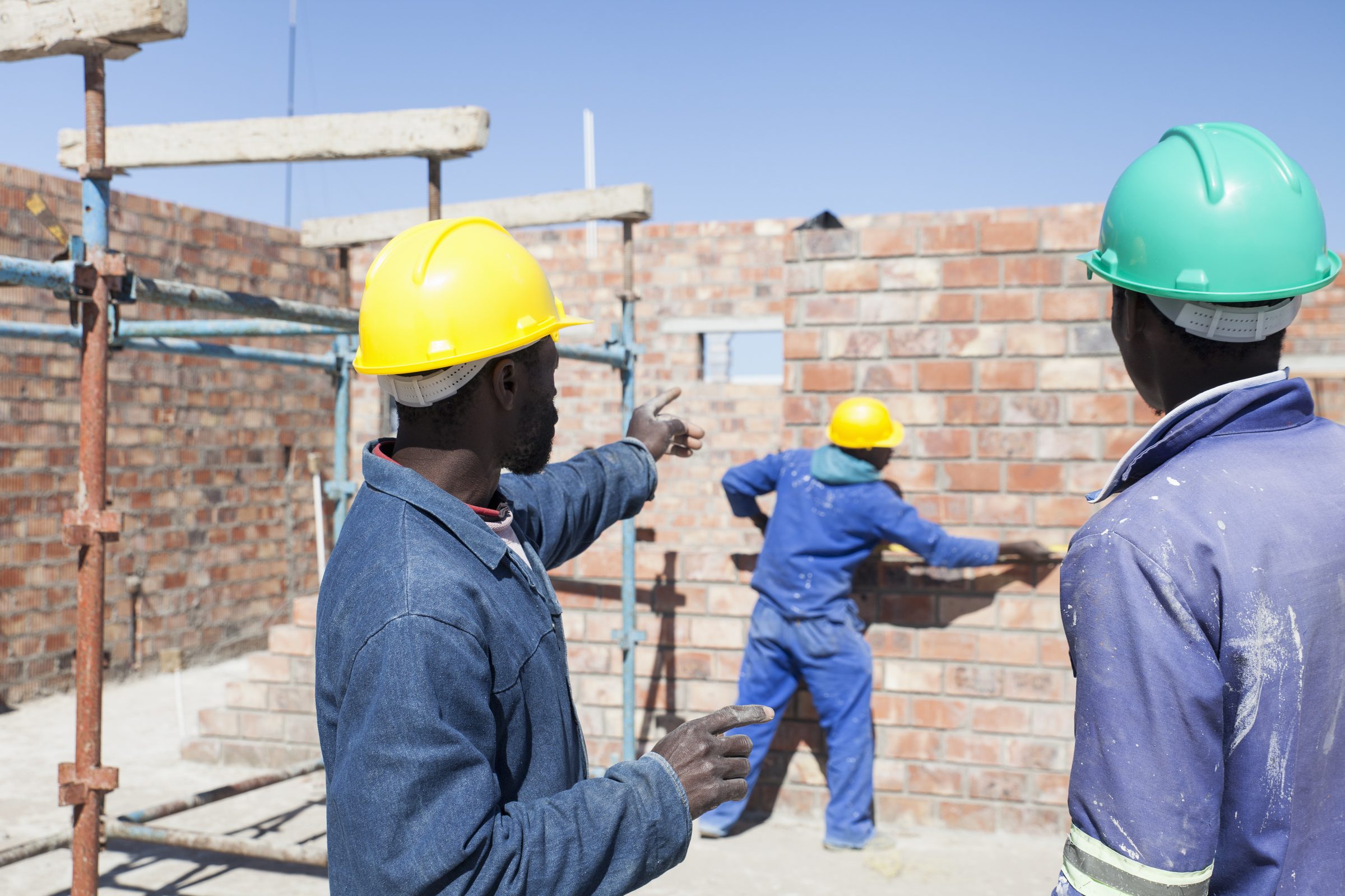 Blockwork walls enclosing the frame